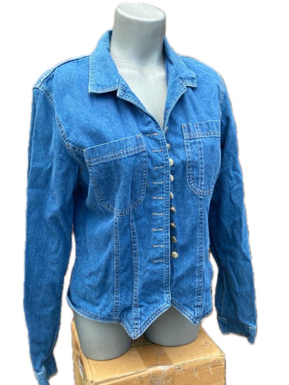 Vintage Stonebridge Denim Button Down Jacket Shirt Size 12